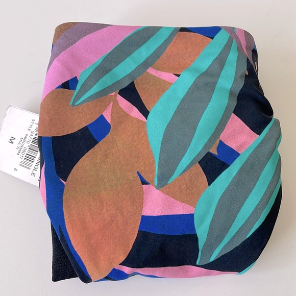 NWT M BAR lll tropical jungle multicolor tanga swim bottoms black pink floral - Picture 7 of 9